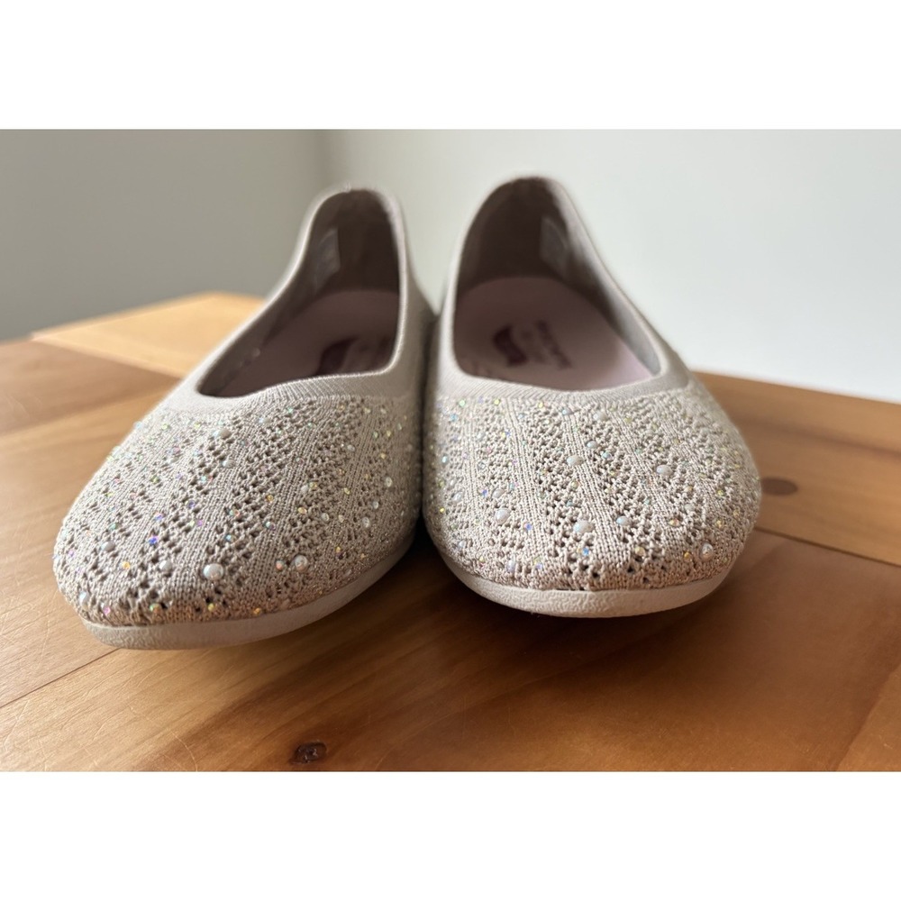 Sketcher Taupe Beige Sparkle Mesh Air Cool Memory Foam Comfort Slip On Size 9.5 - Picture 7 of 10